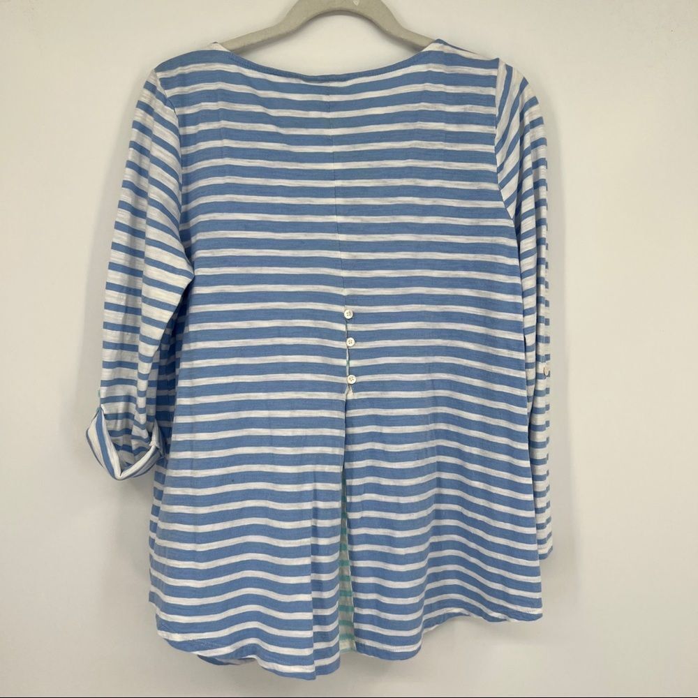 J. Jill Striped Multicolor Split Back Button Quar… - image 6